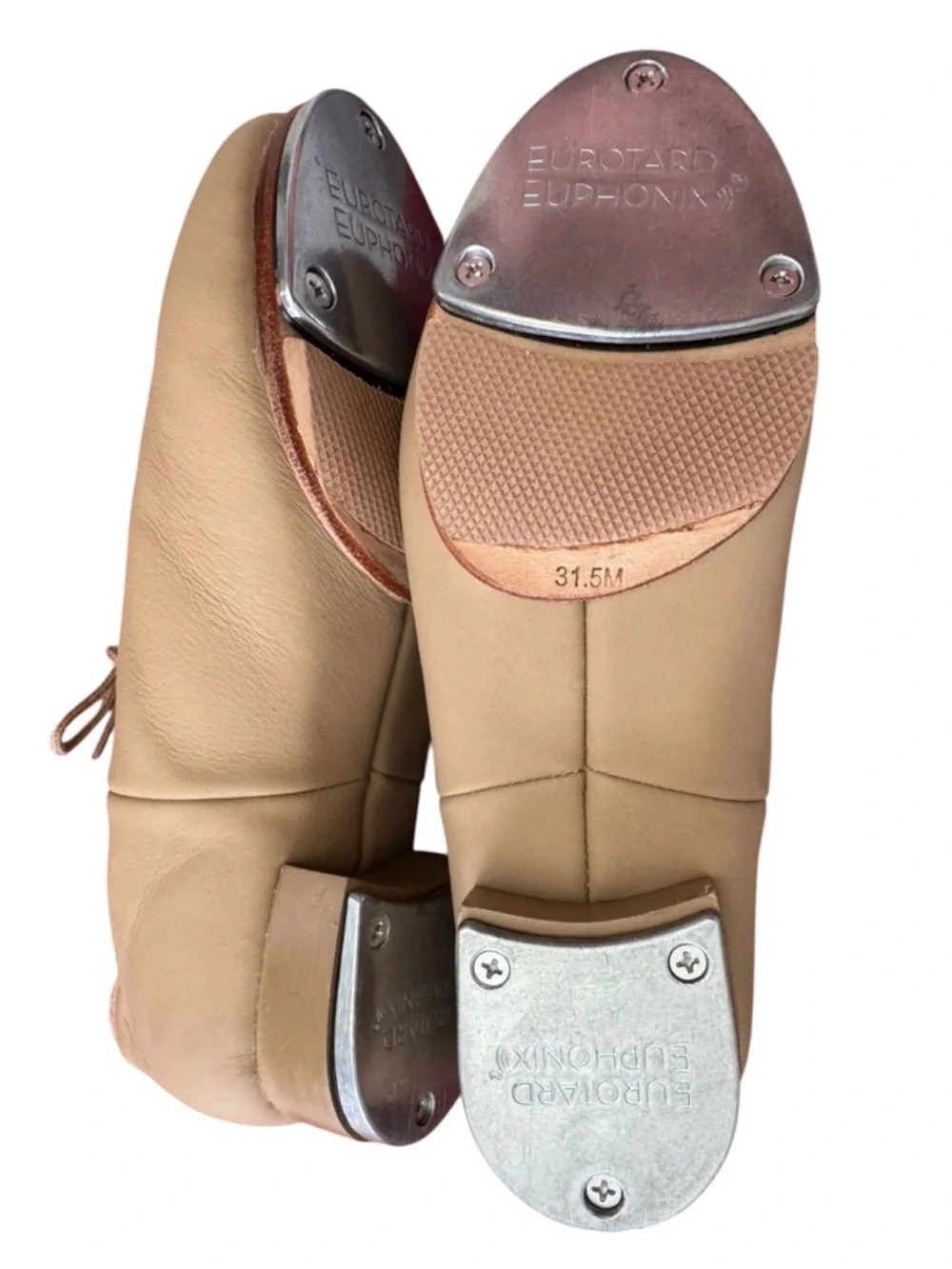 Eurotard Treble Euphonix Tap Dance Shoes Tan Leather Kids Size 1.5M
